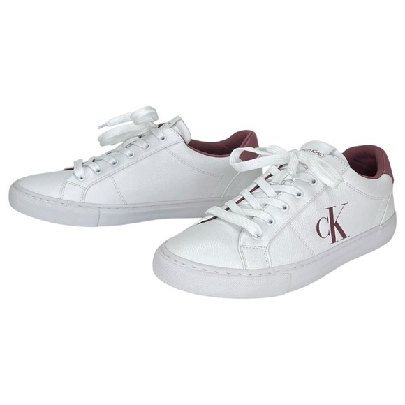 Calvin Klein Jeans Celbi White Faux Leather Womens Sneakers Size 9.5M - Picture 7 of 12